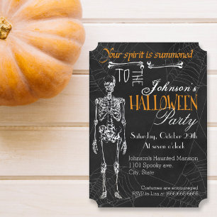 Invitation Skeleton Spider Web Spider Halloween Party