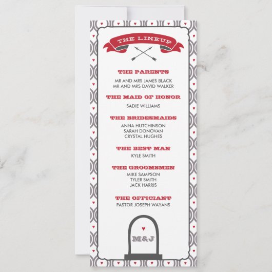 Invitation Skeleton Wedding Program - Valentine Red (Dos)