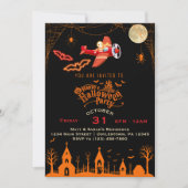 Invitation Skeleton Whimsical Vol Avion Halloween Party (Devant)