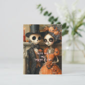 Invitation Skeletons araignées noires Mariage d'Halloween (Debout devant)