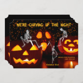 Invitation Skeletons Carving Up Night Halloween Party (Devant / Derrière)