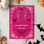 Invitation Skeletons de danse éffrayante Hot rose Halloween P