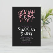 Invitation Skeletons de danse rose Minimaliste Halloween Part (Debout devant)