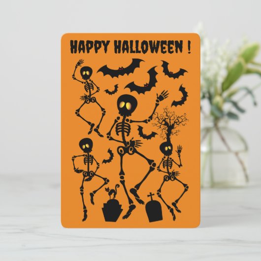 Invitation Skeletons d'Halloween Macabre Dance (Debout devant)
