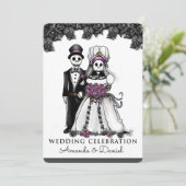 Invitation Skeletons d'Halloween violets (Debout devant)