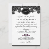 Invitation Skeletons d'Halloween violets (Dos)