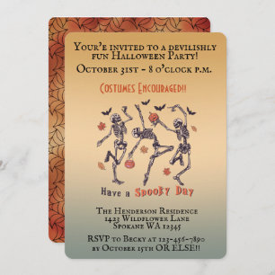 Invitation Skeletons éffrayants - Fête d'Halloween