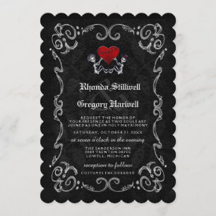 Invitation Skeletons et coeur d'Halloween Mariages - COSTUMES