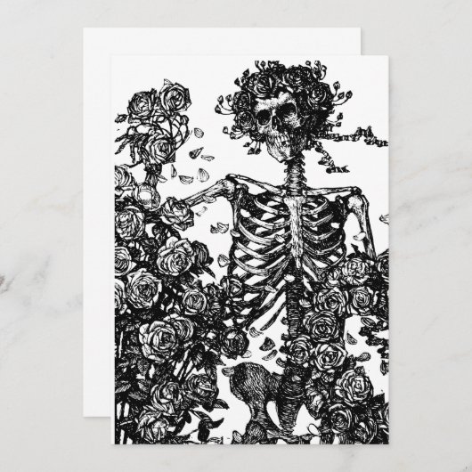Invitation Skeletons et Rose (Devant / Derrière)
