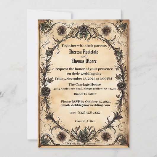 Invitation Skeletons Eternellement unis pour mari et femme (Dos)