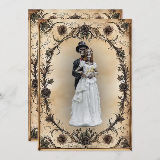 Invitation Skeletons Eternellement unis pour mari et femme (Devant / Derrière)