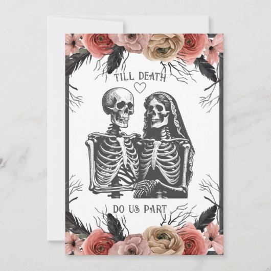 Invitation Skeletons Floral Jusqu'à la mort Mariage (Devant)