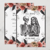 Invitation Skeletons Floral Jusqu'à la mort Mariage (Devant / Derrière)