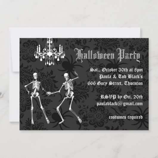 Invitation Skeletons glamour Halloween Costume Party (Devant)