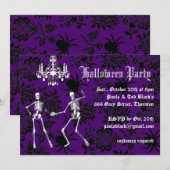 Invitation Skeletons glamour Halloween Costume Party violet (Devant / Derrière)