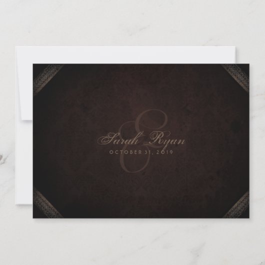 Invitation Skeletons gothiques Brown Mariage "Ensemble avec" (Dos)