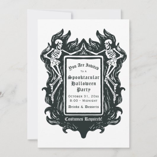 Invitation Skeletons gothiques Spooktacular Halloween Invitat (Devant)
