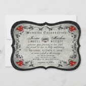 Invitation Skeletons Grey Black & White Heart Wedt Invite (Dos)