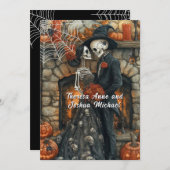 Invitation Skeletons Mariages d'Halloween Bat araignée noire (Devant / Derrière)