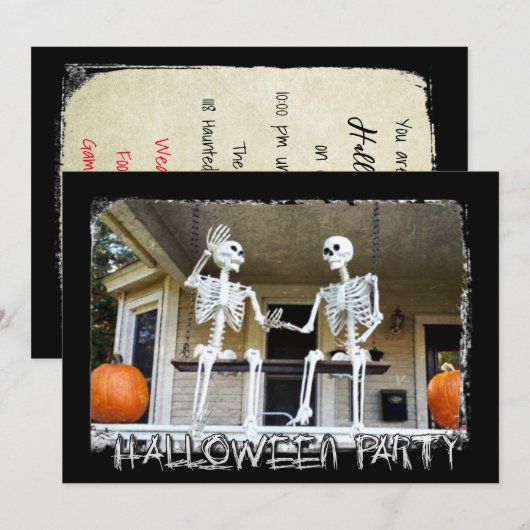 Invitation Skeletons personnalisés Fête d'Halloween (Devant / Derrière)