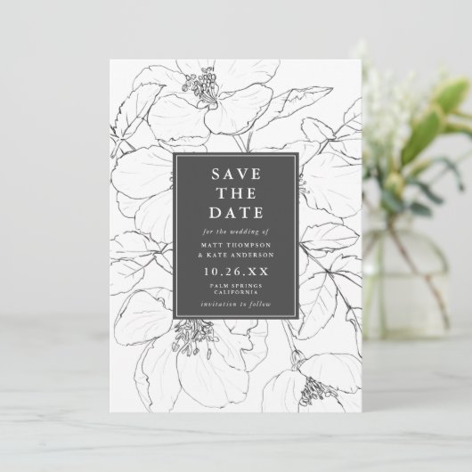 Invitation Sketchbook Florals ENREGISTRER LA DATE Annonce (Debout devant)
