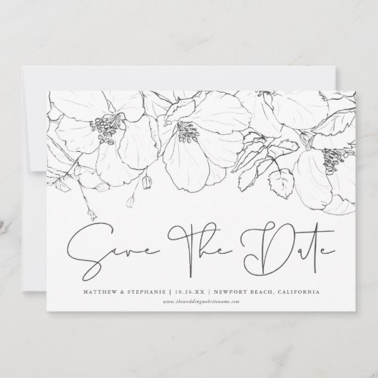 Invitation Sketchbook Florals ENREGISTRER LA DATE Annonce (Devant)