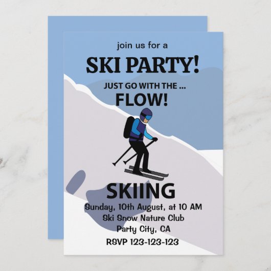 Invitation Ski Aller Avec Le Ski De Flux (Devant / Derrière)