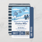 Invitation Ski Anniversaire Fête Pistes Ski Snowboard Ticket (Devant / Derrière)