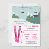 Invitation Ski Anniversaire Filles Pistes Ski Snowboard Neige (Devant)