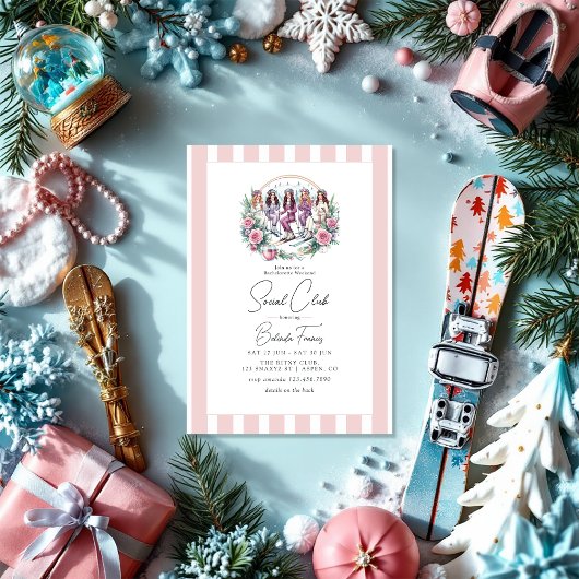 Invitation Ski Club Social Thématique Bachelorette Week-end