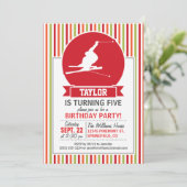 Invitation Ski De Neige, Ski, Rouge, Orange, Bandes Vertes (Debout devant)