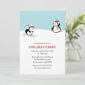 Invitation Ski de pingouins Fête (Debout devant)