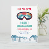 Invitation Ski Fête Anniversaire Pistes Ski Snowboard (Debout devant)