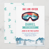 Invitation Ski Fête Anniversaire Pistes Ski Snowboard (Devant / Derrière)