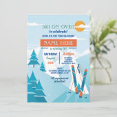 Invitation Ski Fête Anniversaire Pistes Ski Snowboard Neige (Debout devant)
