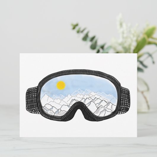 Invitation Ski Goggles Mountain View Illustration (Debout devant)