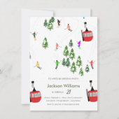 Invitation Ski moderne Aprés Anniversaire (Devant)