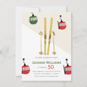 Invitation Ski moderne Vintage Aprés Anniversaire