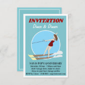 Invitation Ski nautique de style vintage (Devant / Derrière)