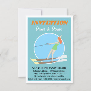 Invitation Ski nautique de style vintage