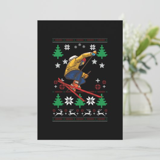 Invitation Ski Noël laid (Debout devant)