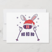 Invitation Ski Père Noël Rabbit avec Santa Hat et bâtons de s (Devant)