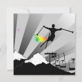 Invitation ski : piste en poudre arc-en-ciel (Devant)