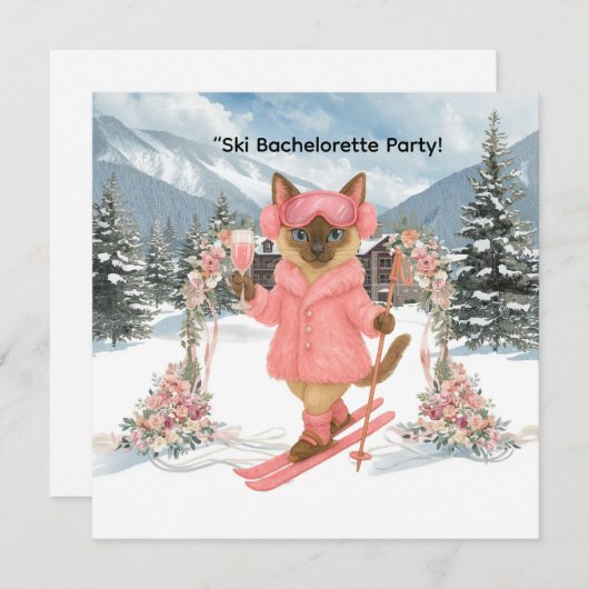 Invitation Ski pour la mariée sur la pente Bachelorette Party (Devant / Derrière)