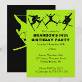 Invitation Ski, Ski Tricks Thématique Ado Garçons Anniversair (Devant / Derrière)