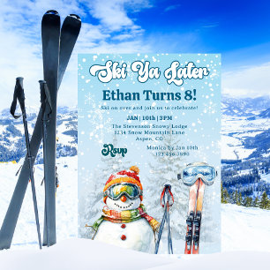Invitation Ski Ya Plus Tard Après Ski Hiver Neige Garçons Ann