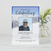 Invitation Skier Snowboarder Life Celebration Photo Funeral (Debout devant)