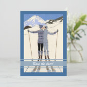 Invitation skieurs qui s'embrassent - annonce de sauvegarde d (Debout devant)