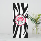Invitation Skinny Cupcake rose - Zebra Print (Debout devant)