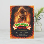 Invitation Skull Biker de Hell Halloween Flames (Debout devant)